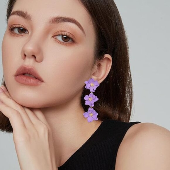 Boho Flower Dangle Earring - Picture 16 of 16